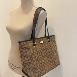 Coach Brown and Black Signature Tote